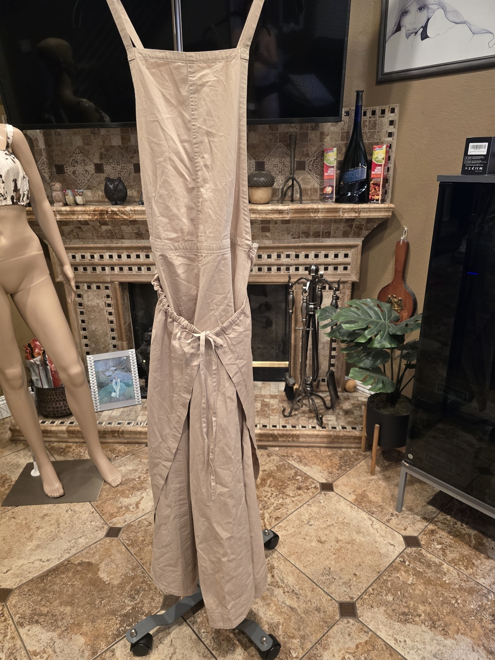 Vista Apron Jumpsuit In Tan By Free People - Picture 3 of 11